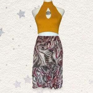 Dolce Vita earthy snake print skirt w/ ruffle hem 6